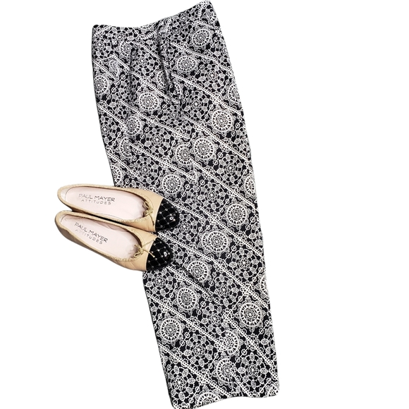 Talbots vintage stretch cropped pants tile/lace print EUC - Picture 4 of 10